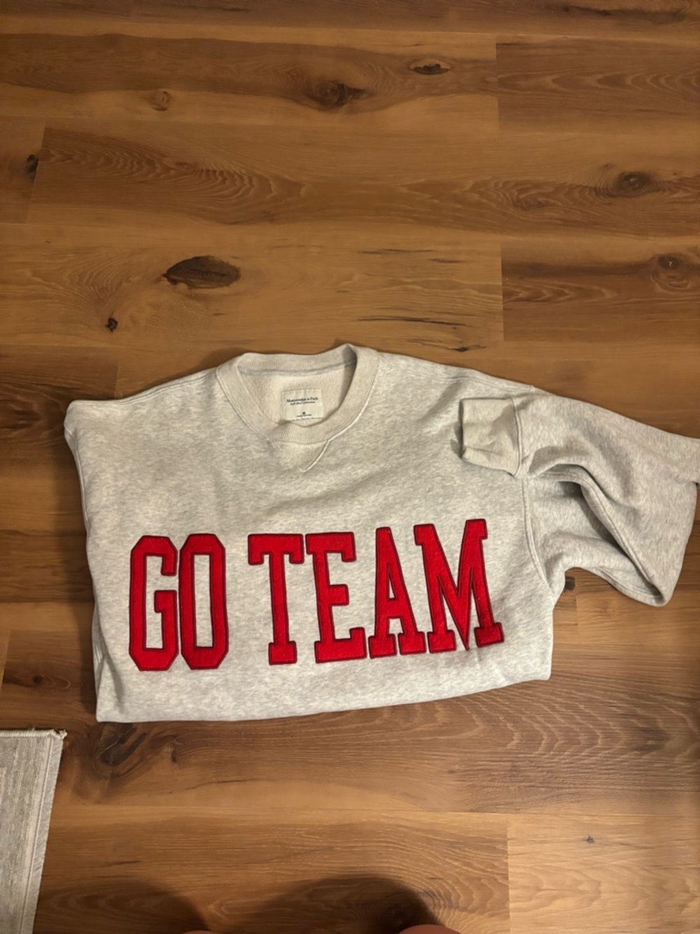 Abercrombie & Fitch Gray Sweatshirt with Red "GO TEAM" Appliqué